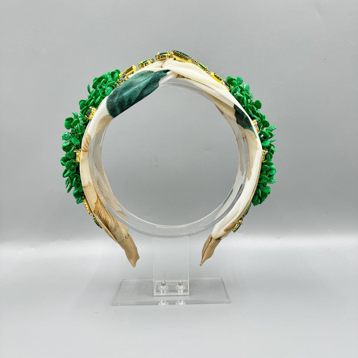 Seed Beaded Rhinestone Fabric Headband L4883