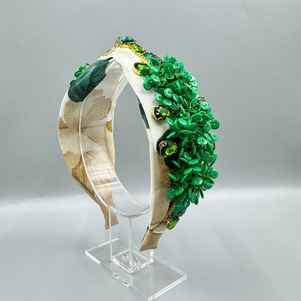 Seed Beaded Rhinestone Fabric Headband L4883
