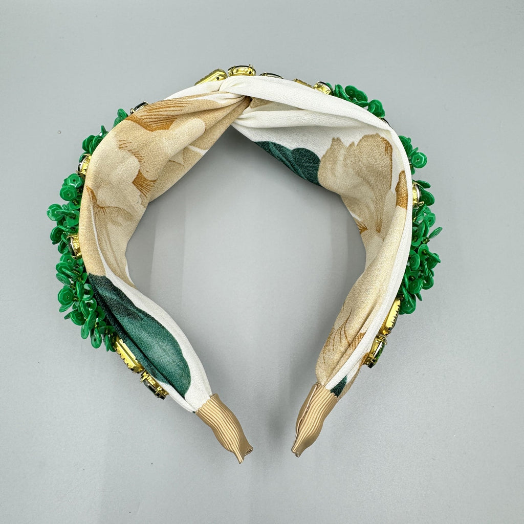 Seed Beaded Rhinestone Fabric Headband L4883