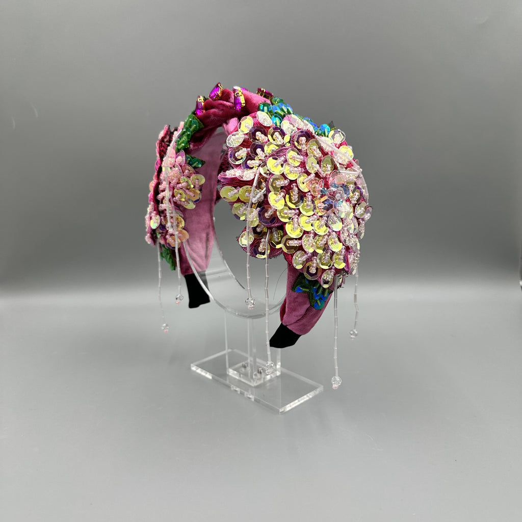 Handmade Floral Sequin Tassel Knot Headband L4884