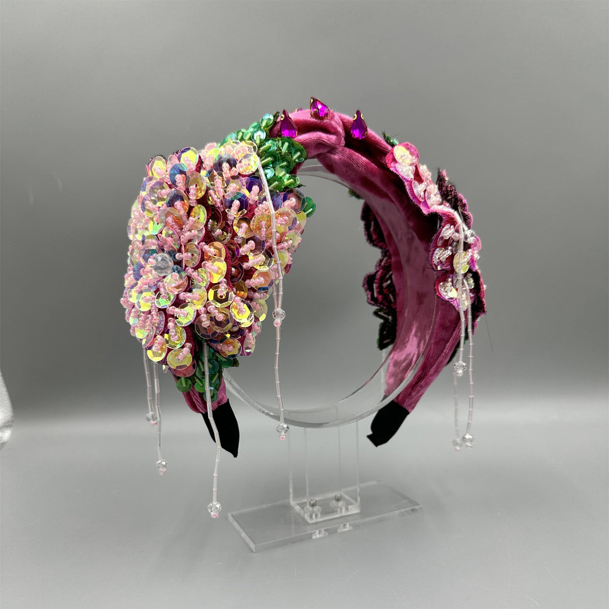 Handmade Floral Sequin Tassel Knot Headband L4884