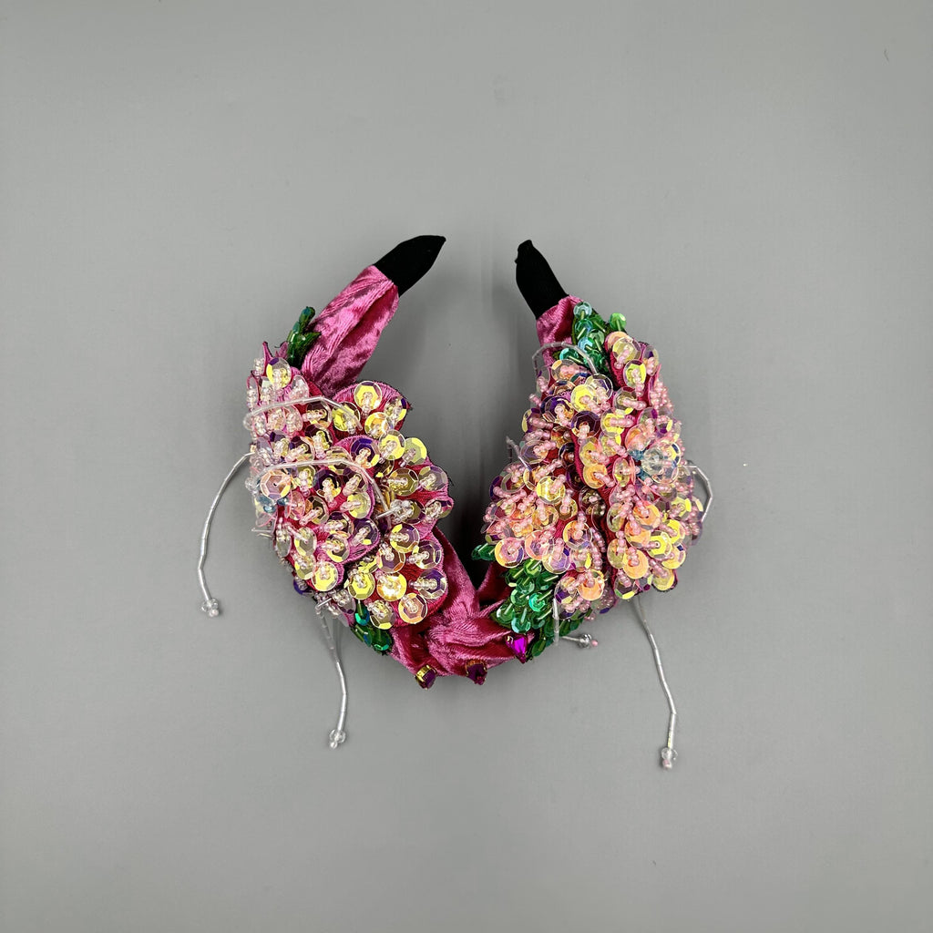Handmade Floral Sequin Tassel Knot Headband L4884