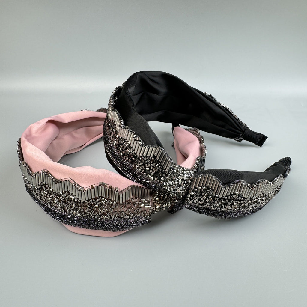 Handmade Bow Seed Bead Fabric Headband L4885