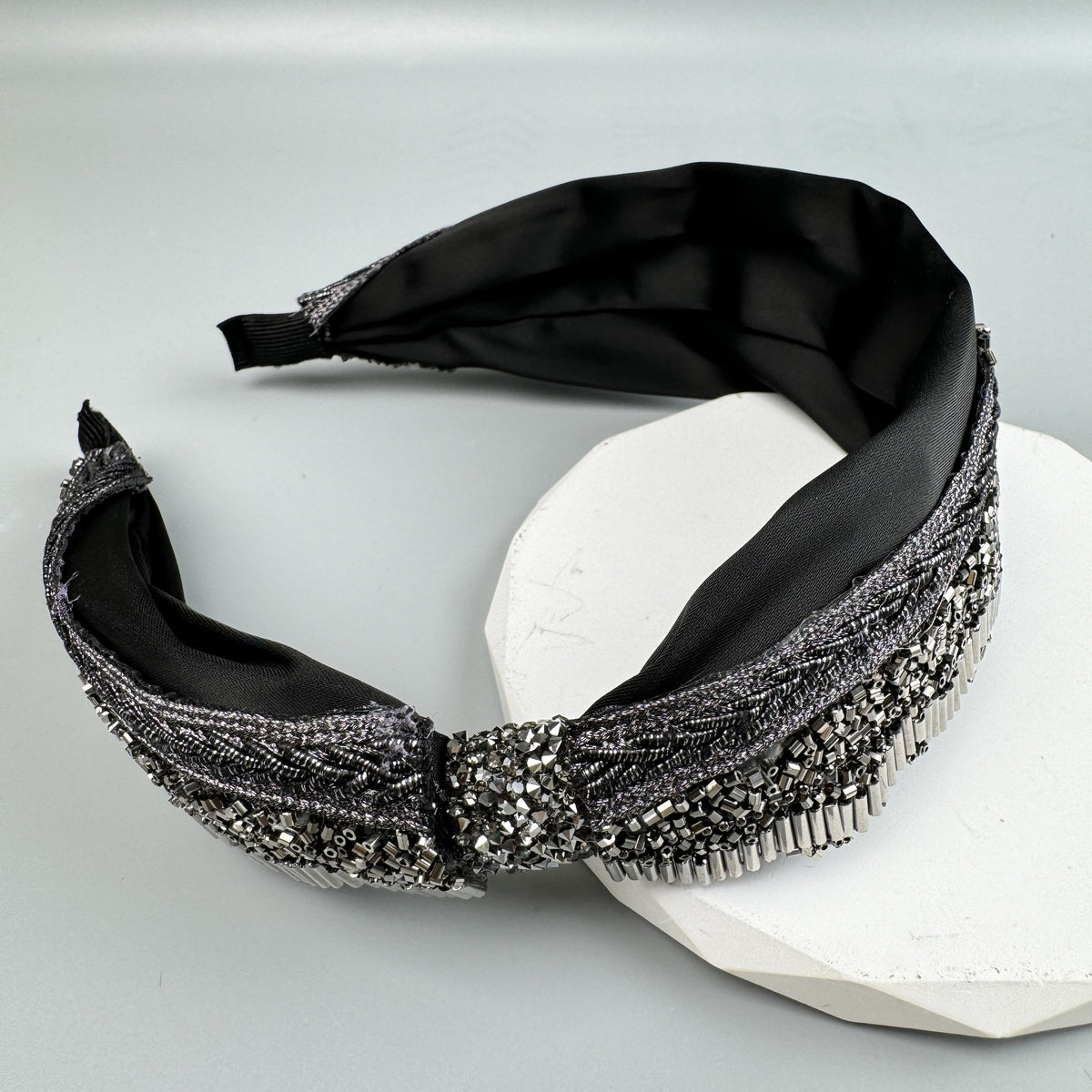 Handmade Bow Seed Bead Fabric Headband L4885