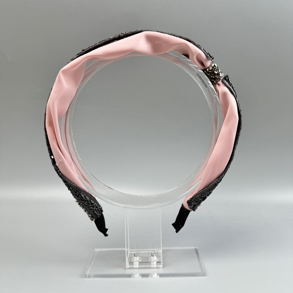 Handmade Bow Seed Bead Fabric Headband L4885