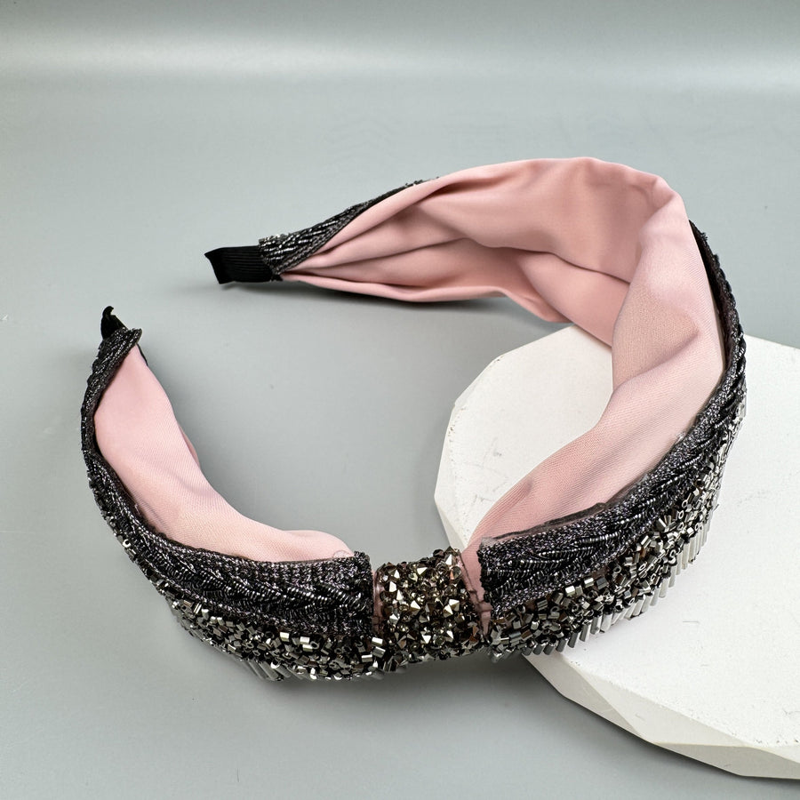 Handmade Bow Seed Bead Fabric Headband L4885