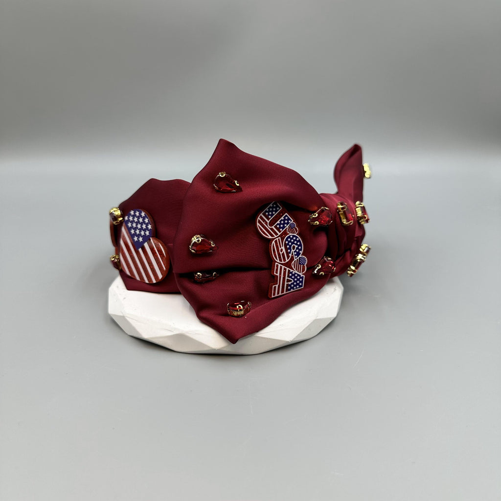 American Flag Rhinestone Fabric Headband L4886