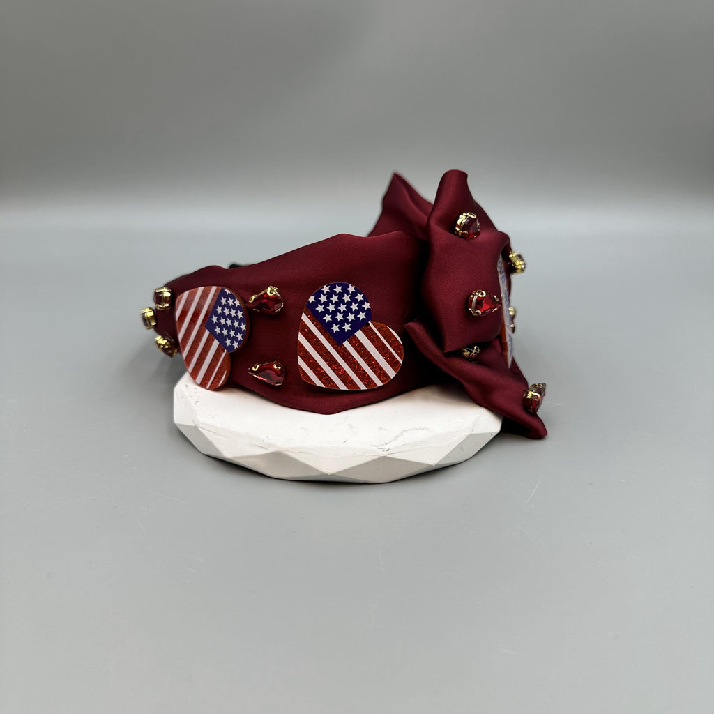 American Flag Rhinestone Fabric Headband L4886