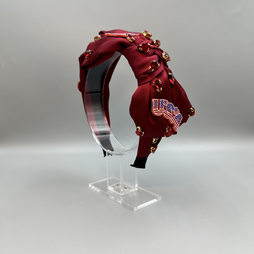 American Flag Rhinestone Fabric Headband L4886