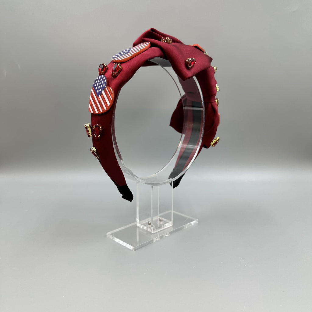 American Flag Rhinestone Fabric Headband L4886