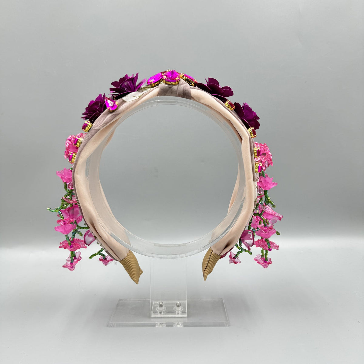 Beaded Crystal Tassel Flower Fabric Headband L4887