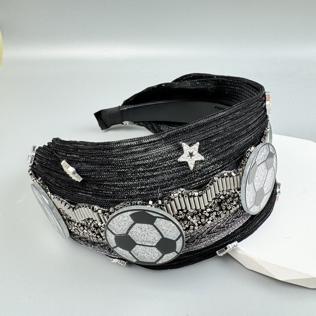 Football Star Bead Chain Fabric Headband L4890