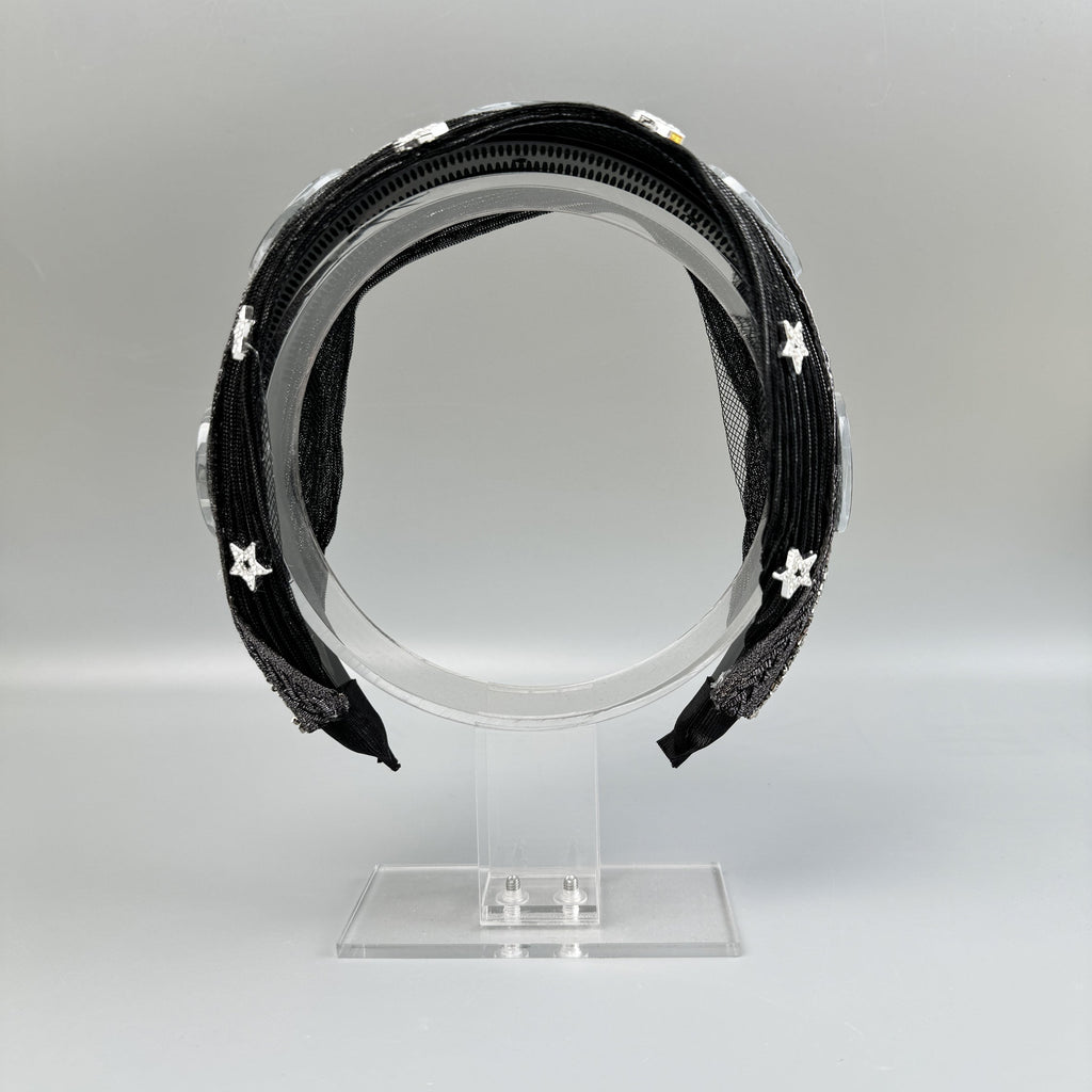 Football Star Bead Chain Fabric Headband L4890