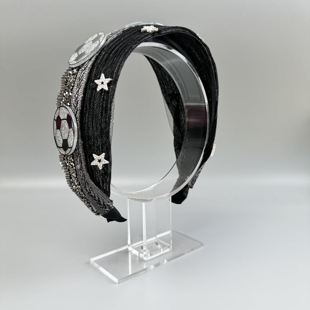 Football Star Bead Chain Fabric Headband L4890