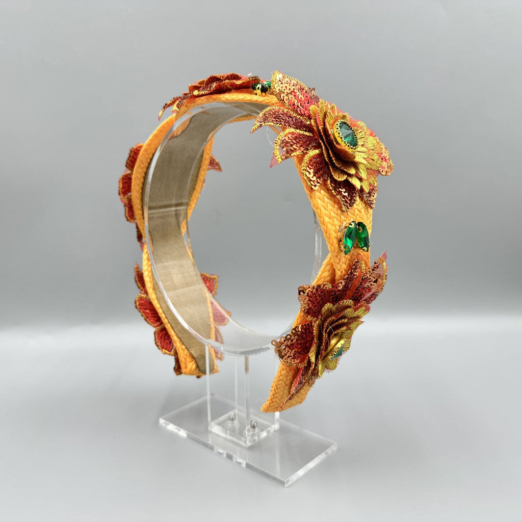 Bohemia Embroidered Flower Rhinestone Headband L4893