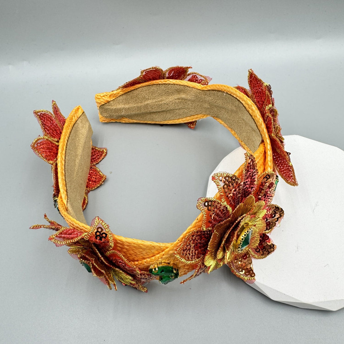 Bohemia Embroidered Flower Rhinestone Headband L4893
