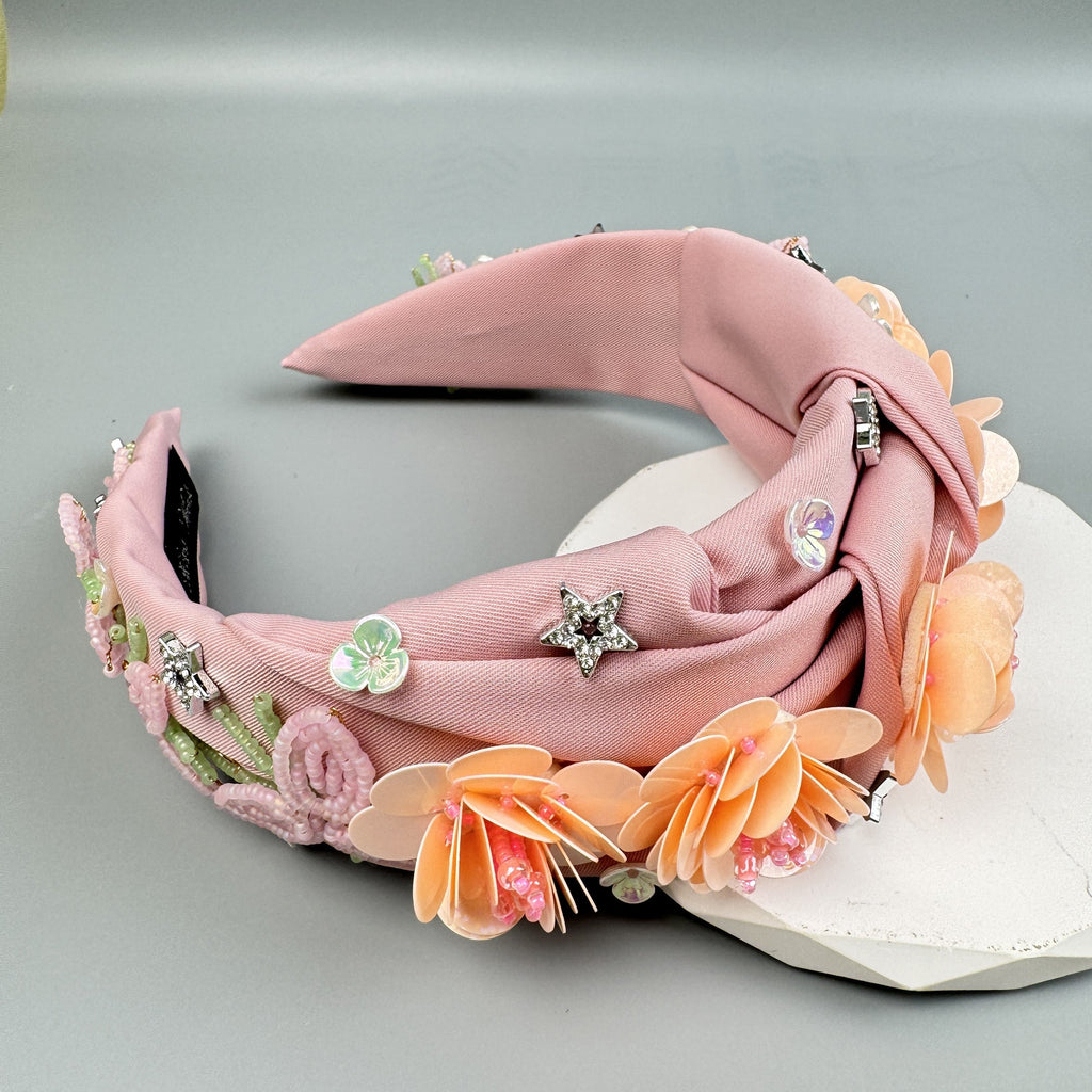 Flower Star Beaded Fabric Headband L4894