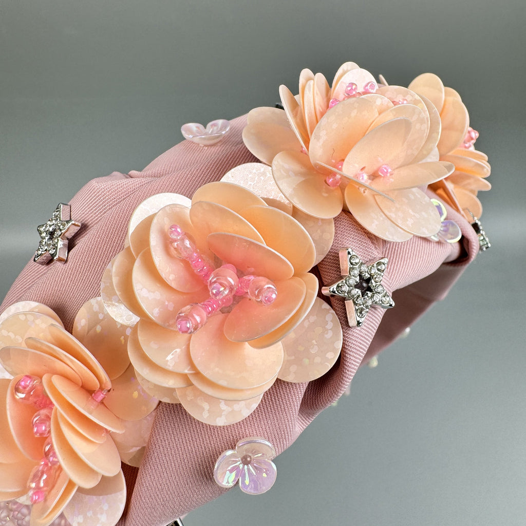 Flower Star Beaded Fabric Headband L4894
