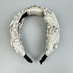 Flower Pearl Rhinestone Fabric Headband L4895