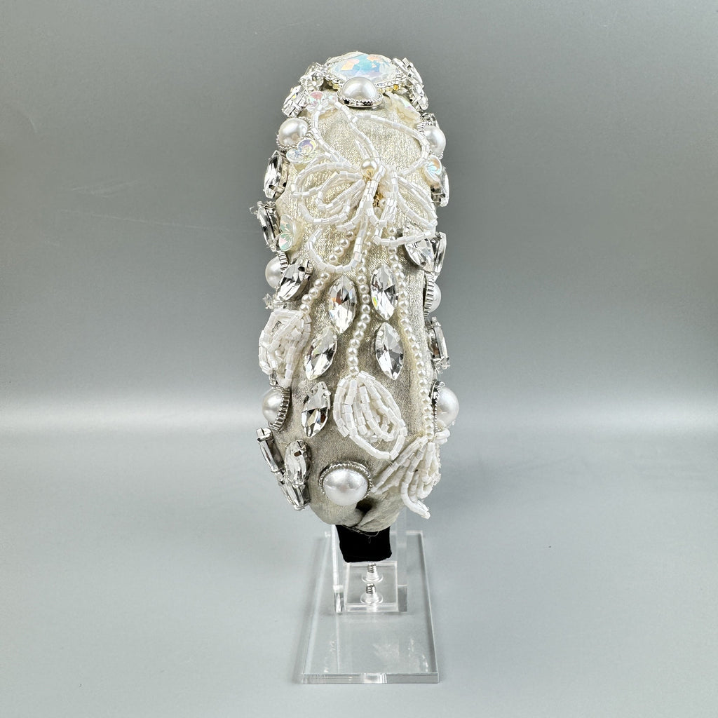 Flower Pearl Rhinestone Fabric Headband L4895