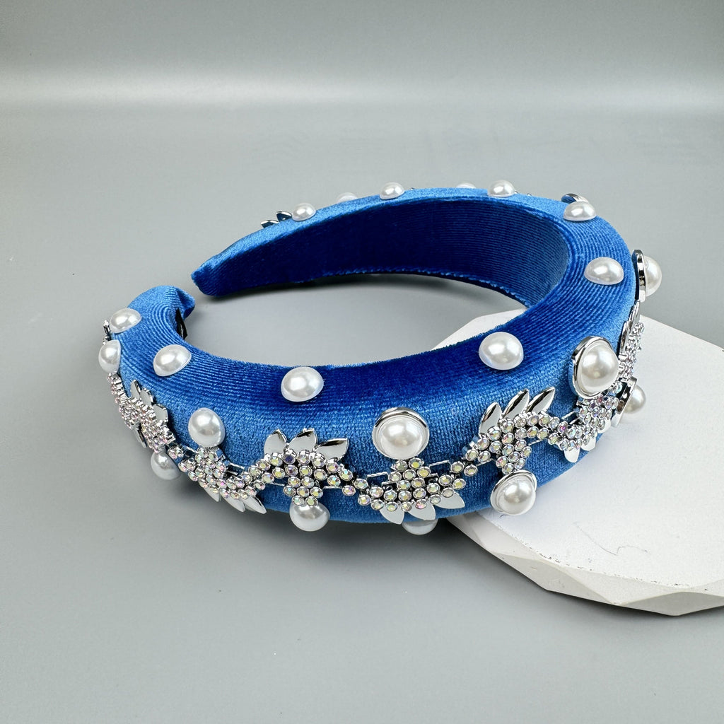 Pearl Rhinestone Chain Sponge Headband L4896