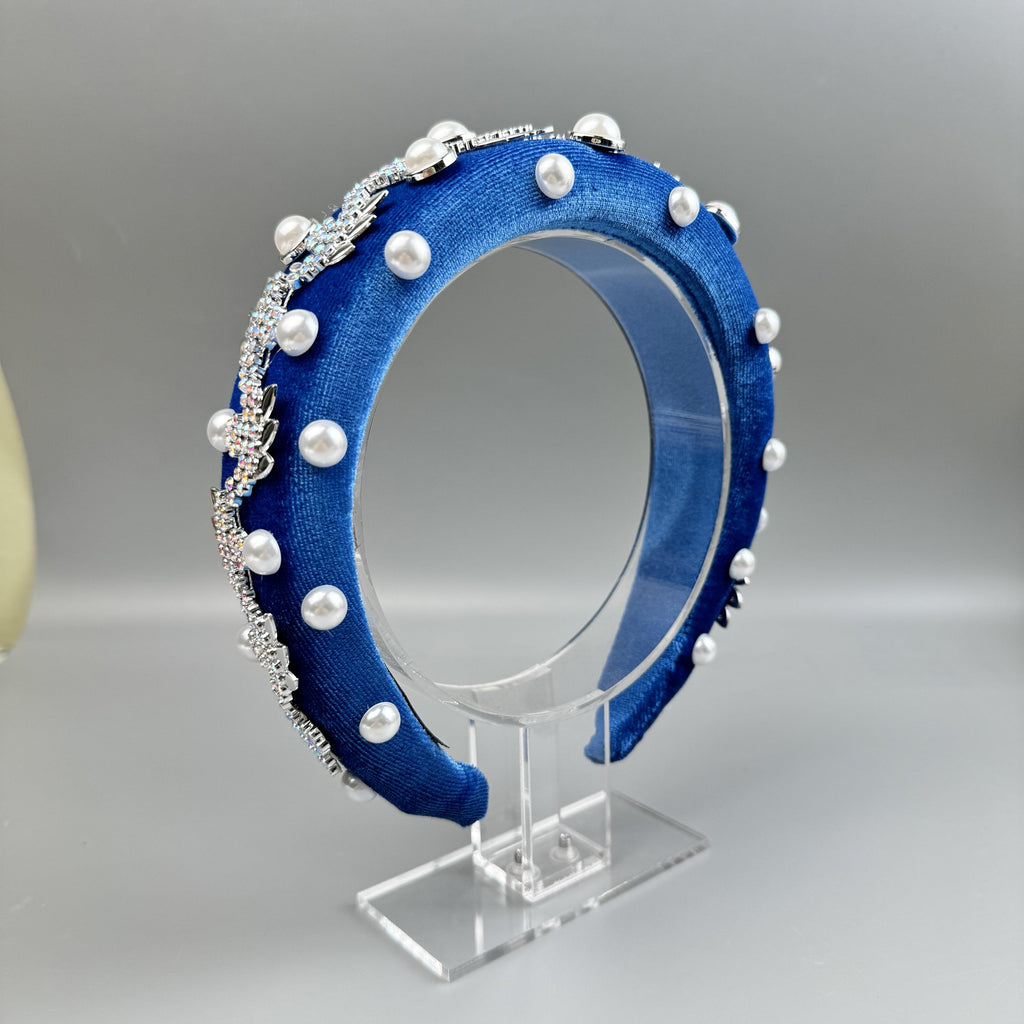 Pearl Rhinestone Chain Sponge Headband L4896