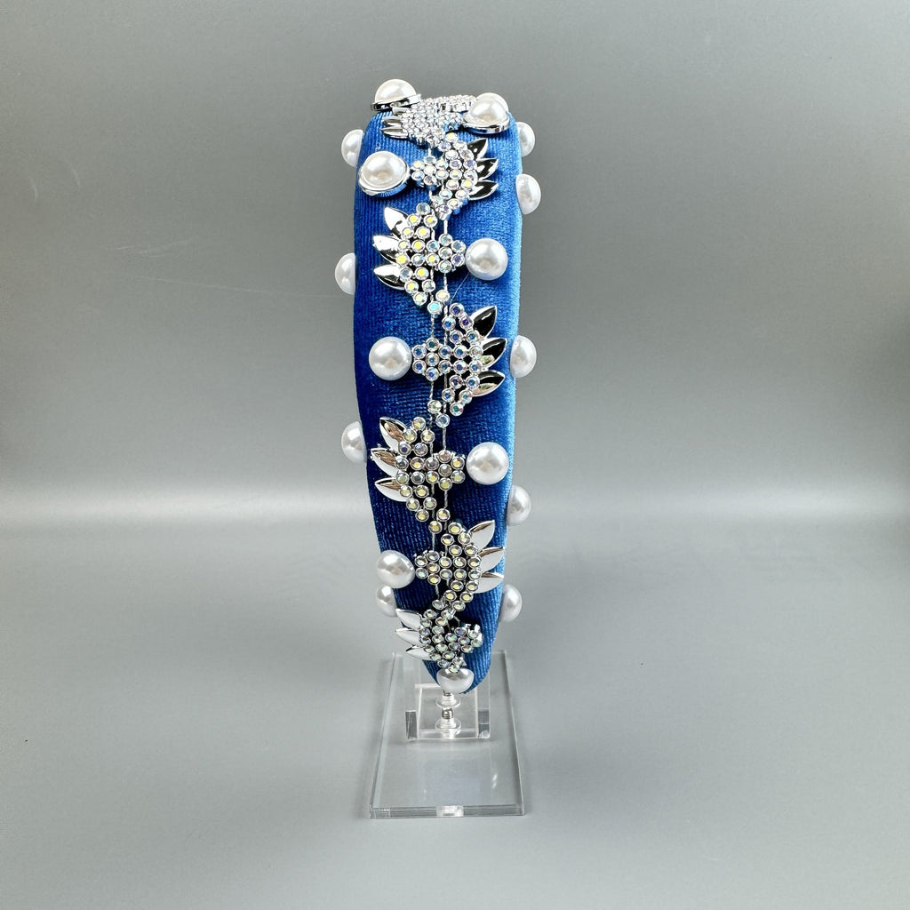 Pearl Rhinestone Chain Sponge Headband L4896
