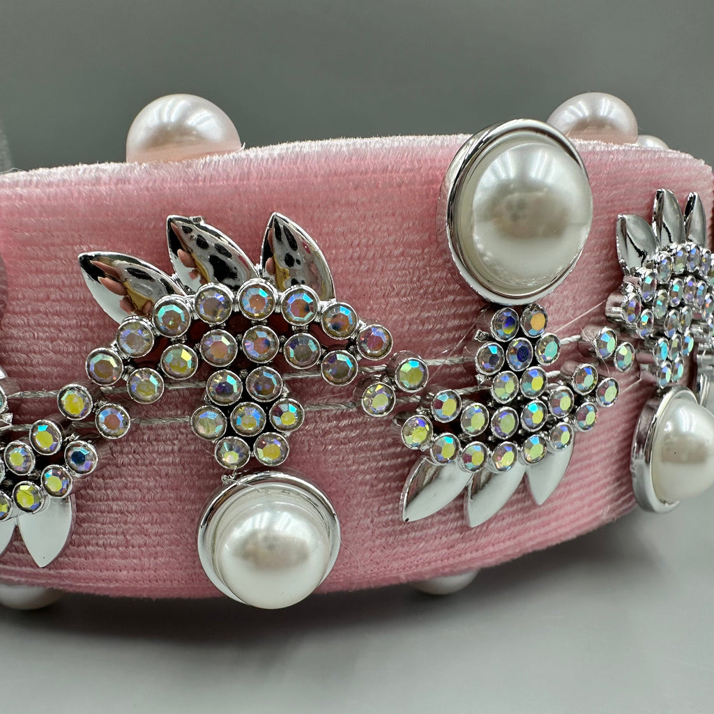 Pearl Rhinestone Chain Sponge Headband L4896