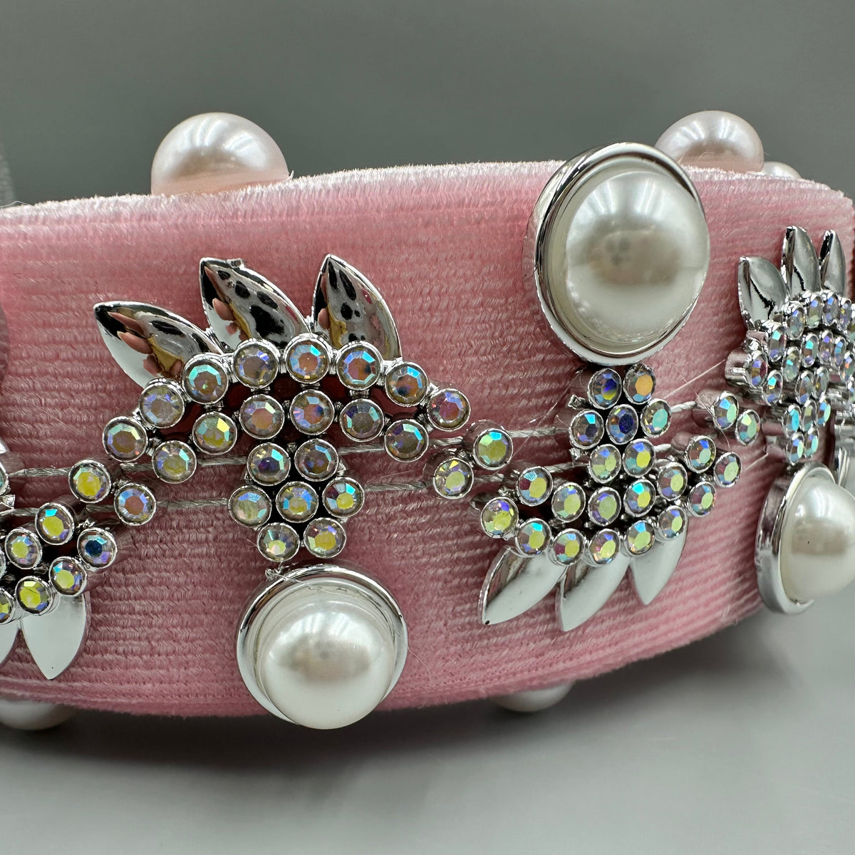 Pearl Rhinestone Chain Sponge Headband L4896