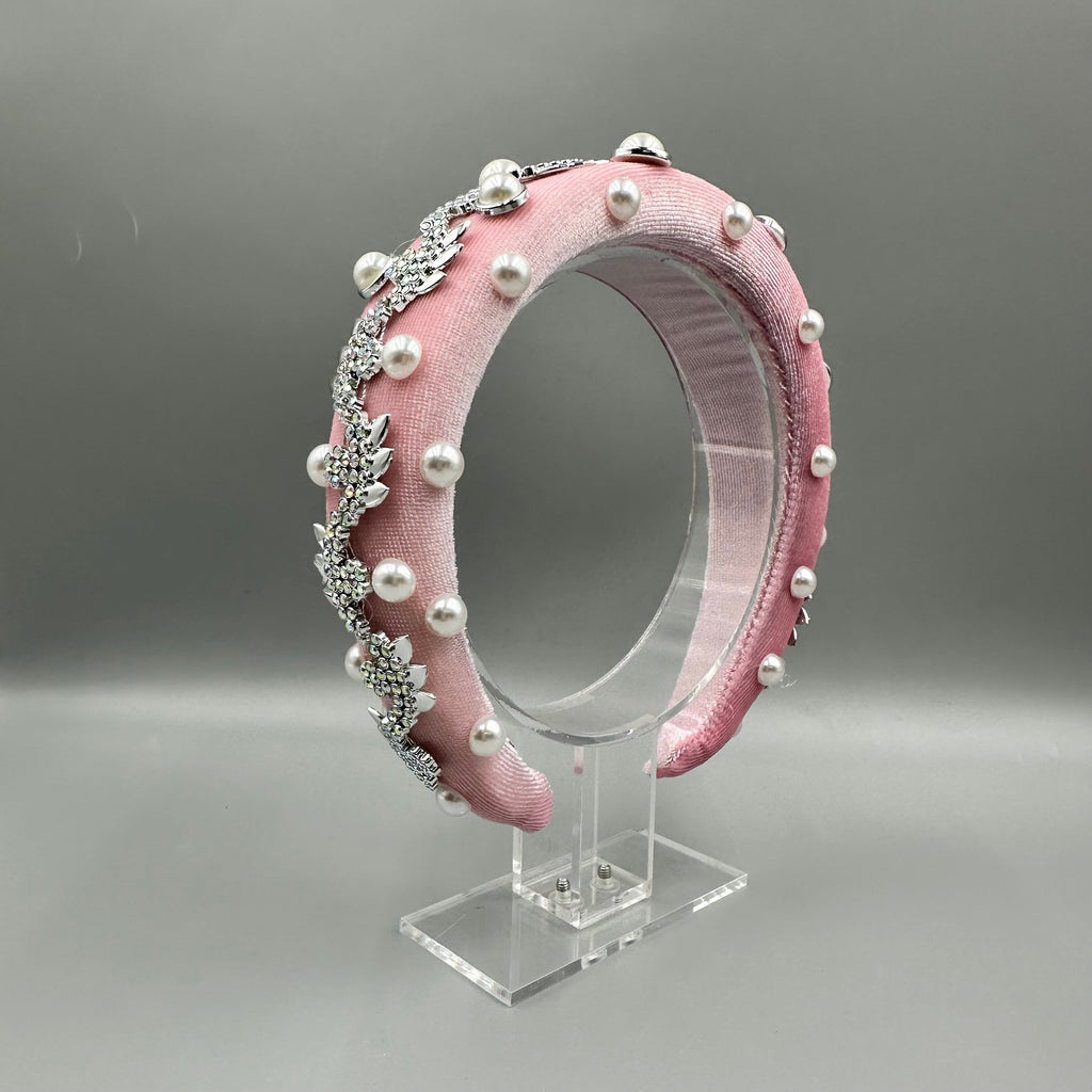 Pearl Rhinestone Chain Sponge Headband L4896
