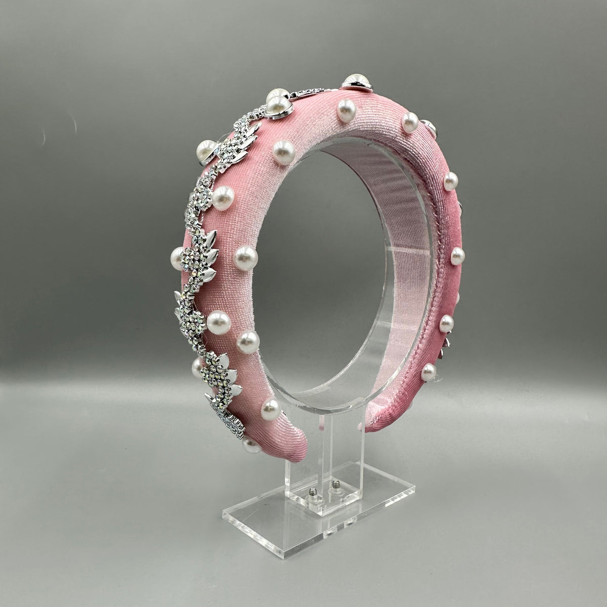 Pearl Rhinestone Chain Sponge Headband L4896
