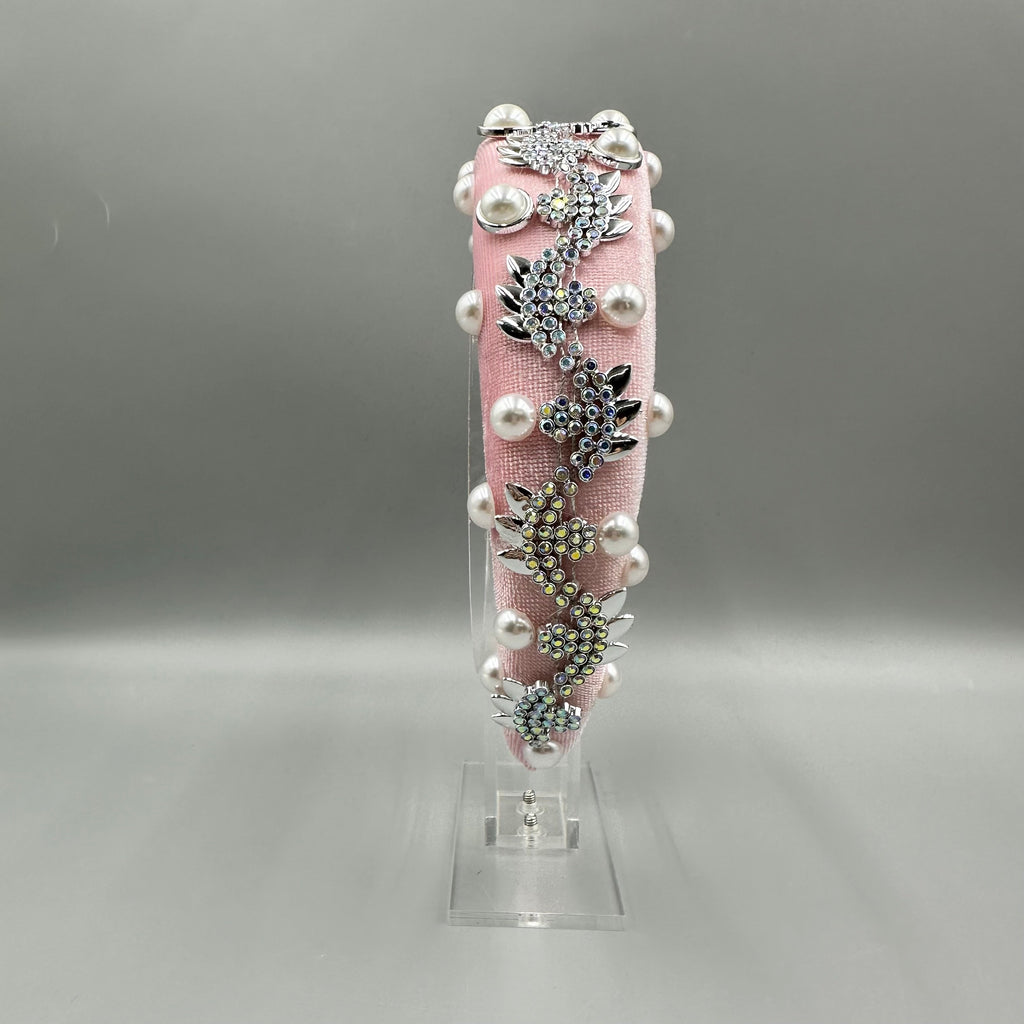 Pearl Rhinestone Chain Sponge Headband L4896