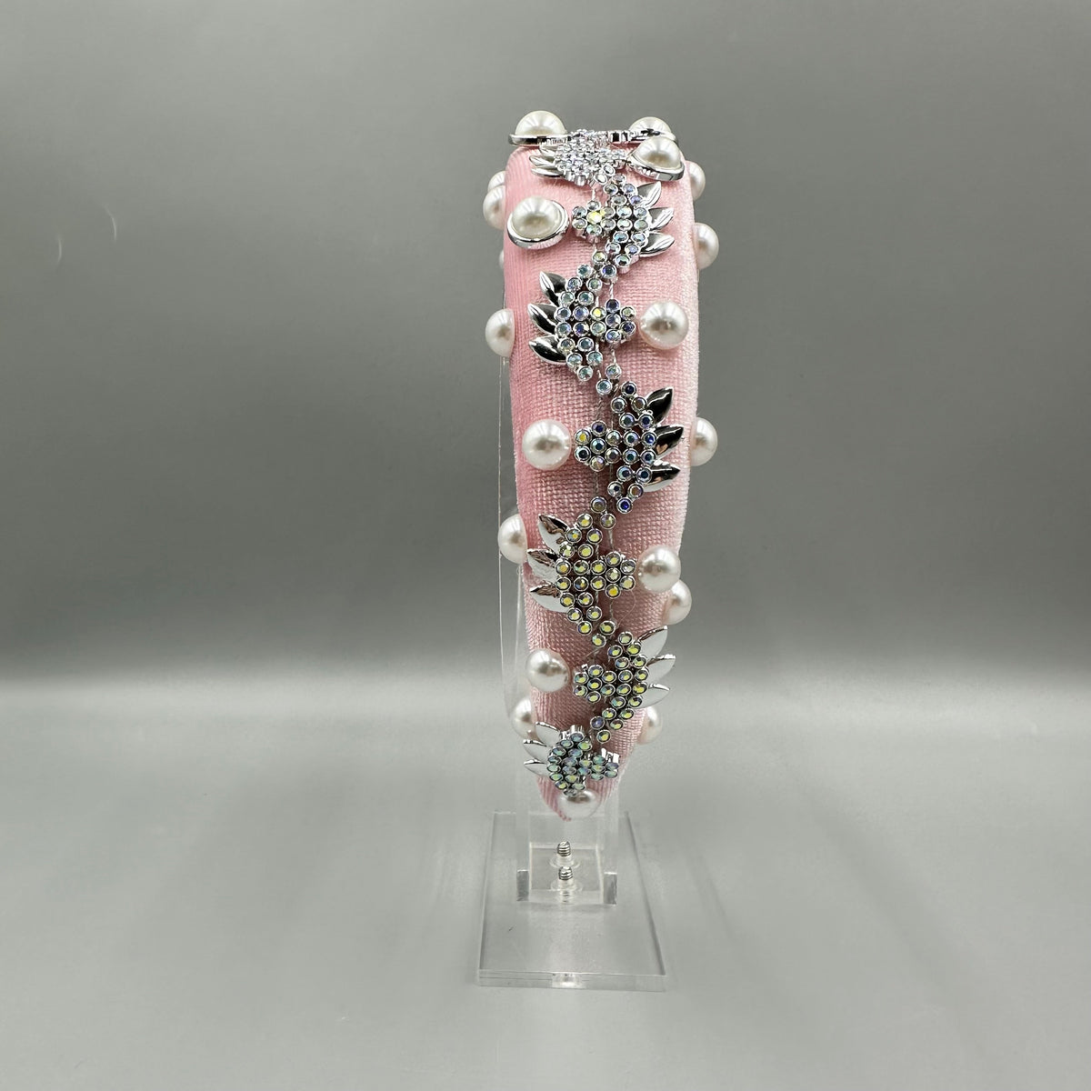 Pearl Rhinestone Chain Sponge Headband L4896