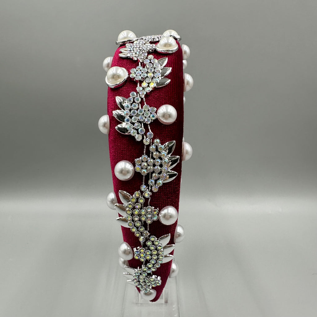 Pearl Rhinestone Chain Sponge Headband L4896