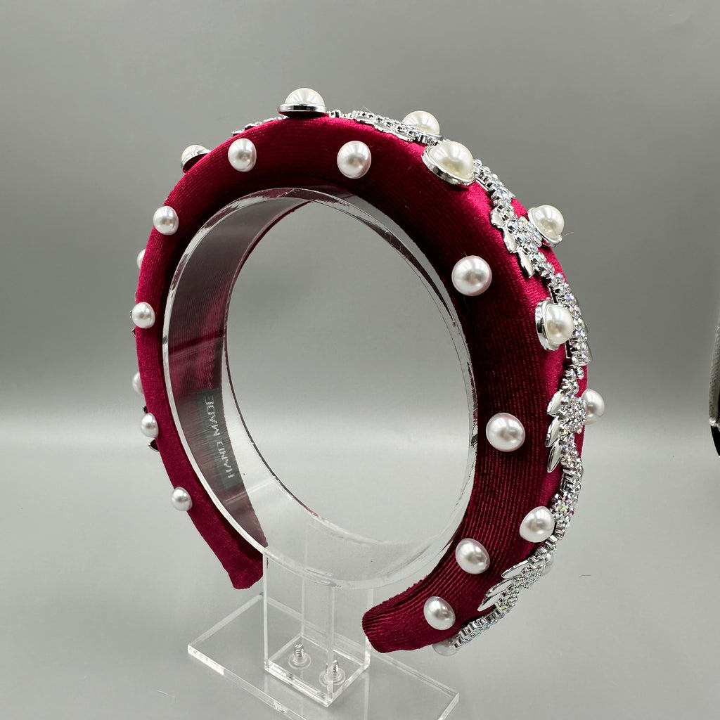 Pearl Rhinestone Chain Sponge Headband L4896