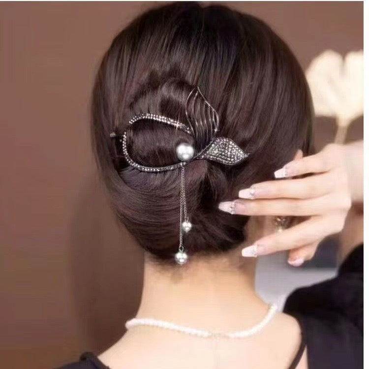 Tassel Rhinestone FishTail Hair Clip L4921