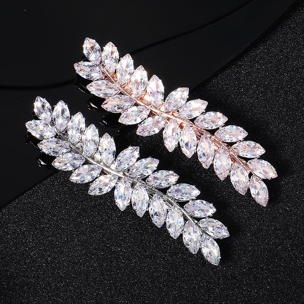 Cubic Zirconia Leaf Hair Clip L4970