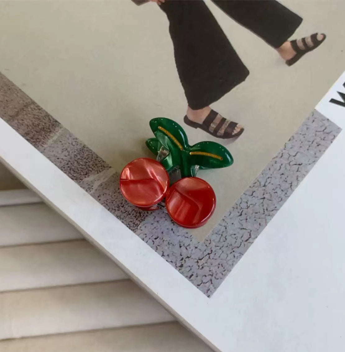 Cherry Acrylic Mini Hair Clip L4987