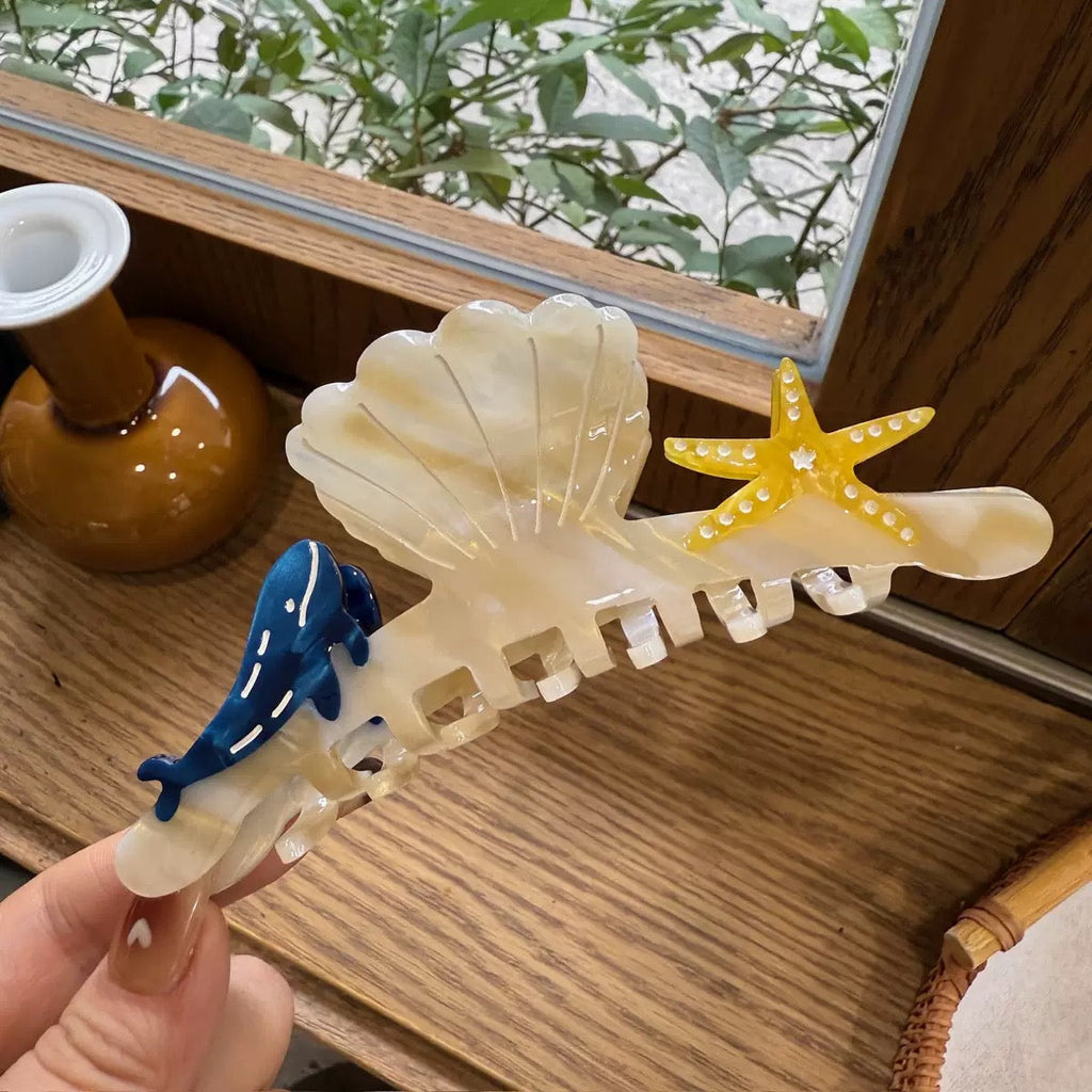 Dolphin & Starfish Acrylic Hair Clip L4995
