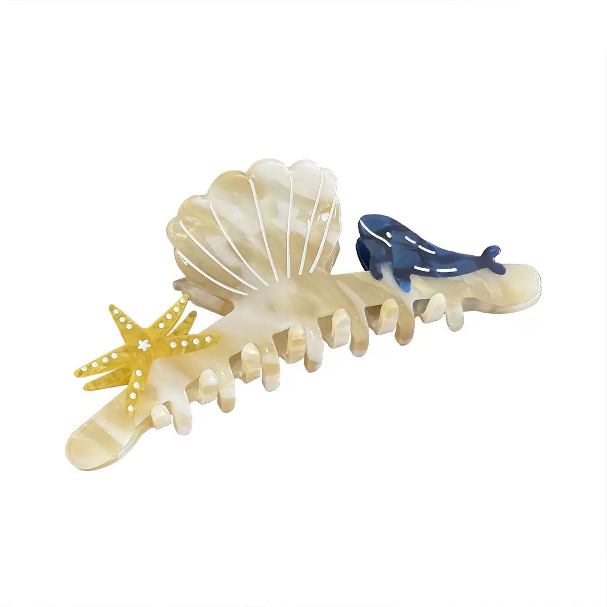 Dolphin & Starfish Acrylic Hair Clip L4995