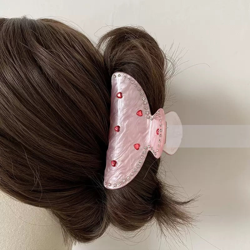 Heart Crystal Acrylic Hair Clip L5001
