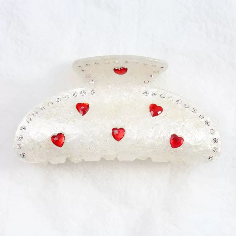 Heart Crystal Acrylic Hair Clip L5001