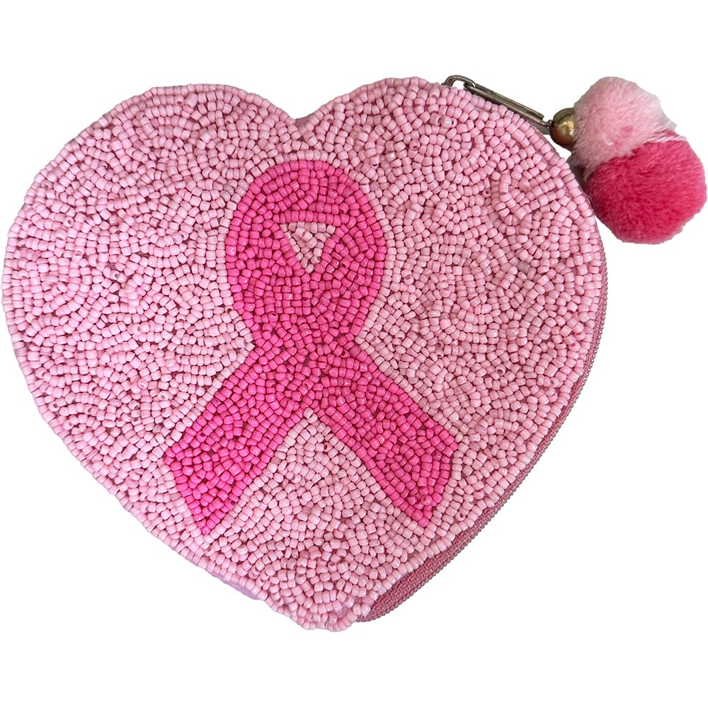 Ribbon Heart Beaded Pouch LAC-CP-1209
