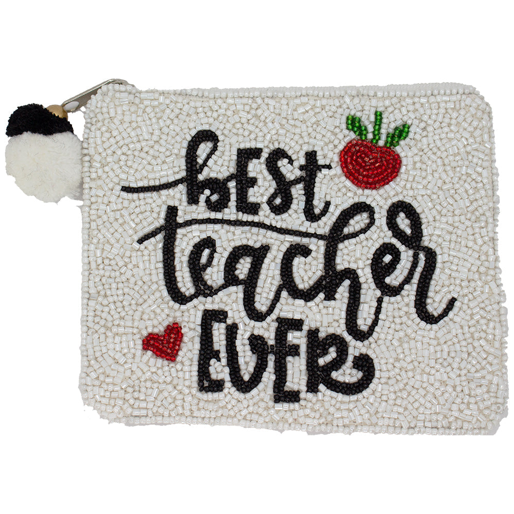 Best Teacher Ever Beaded Pouch LAC-CP-1407