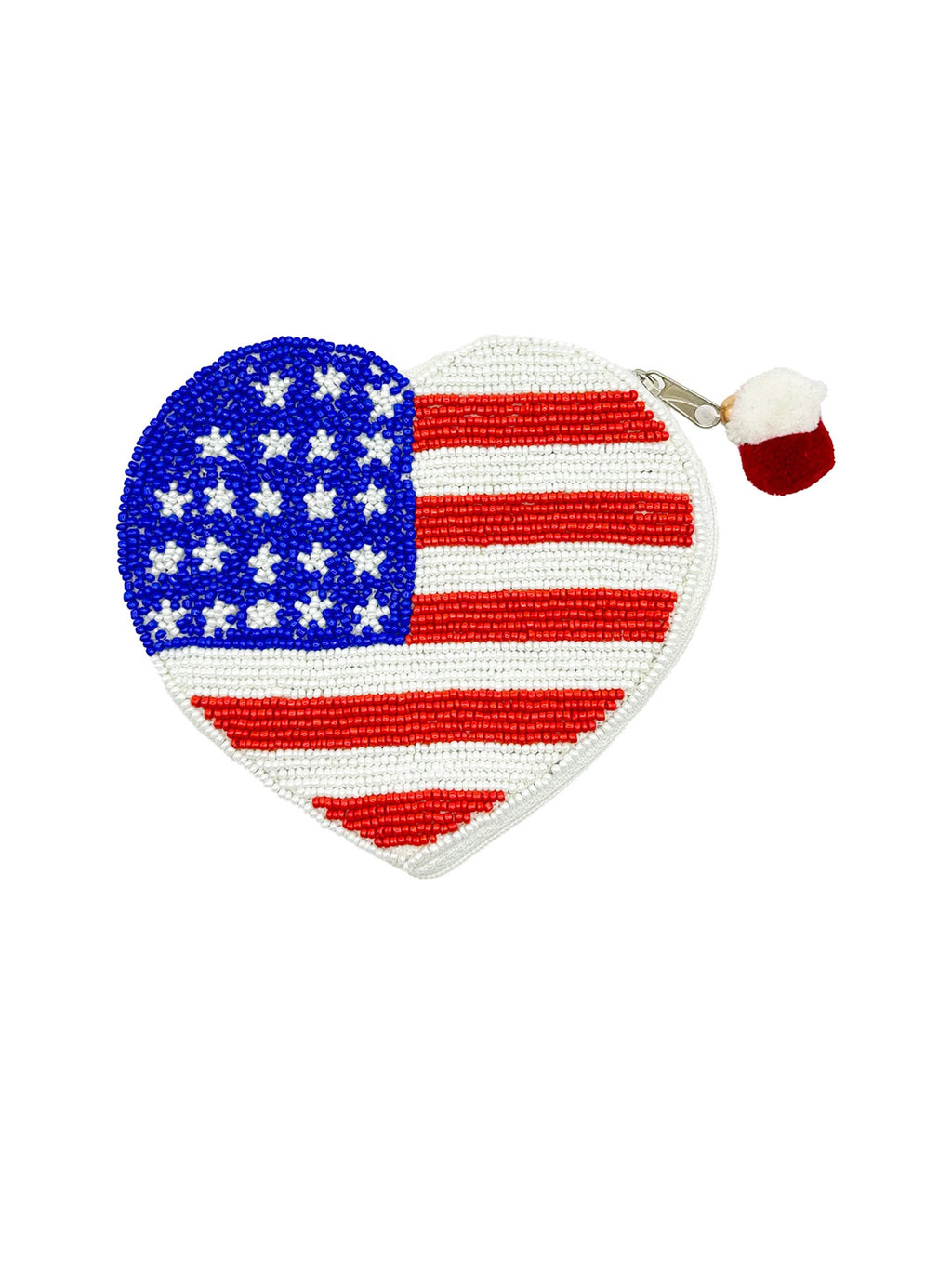 American Flag Heart Beaded Pouch LAC-CP-1427