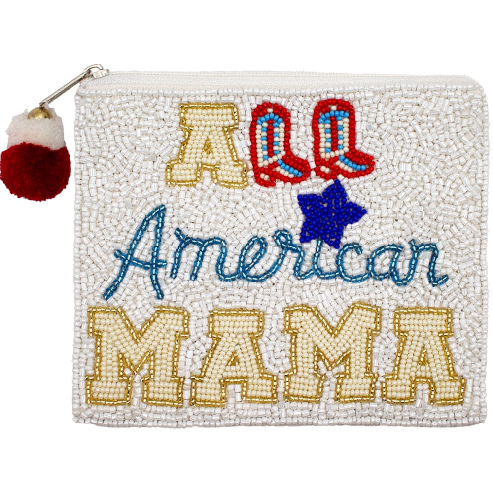 All American Mama Beaded Pouch LAC-CP-1512