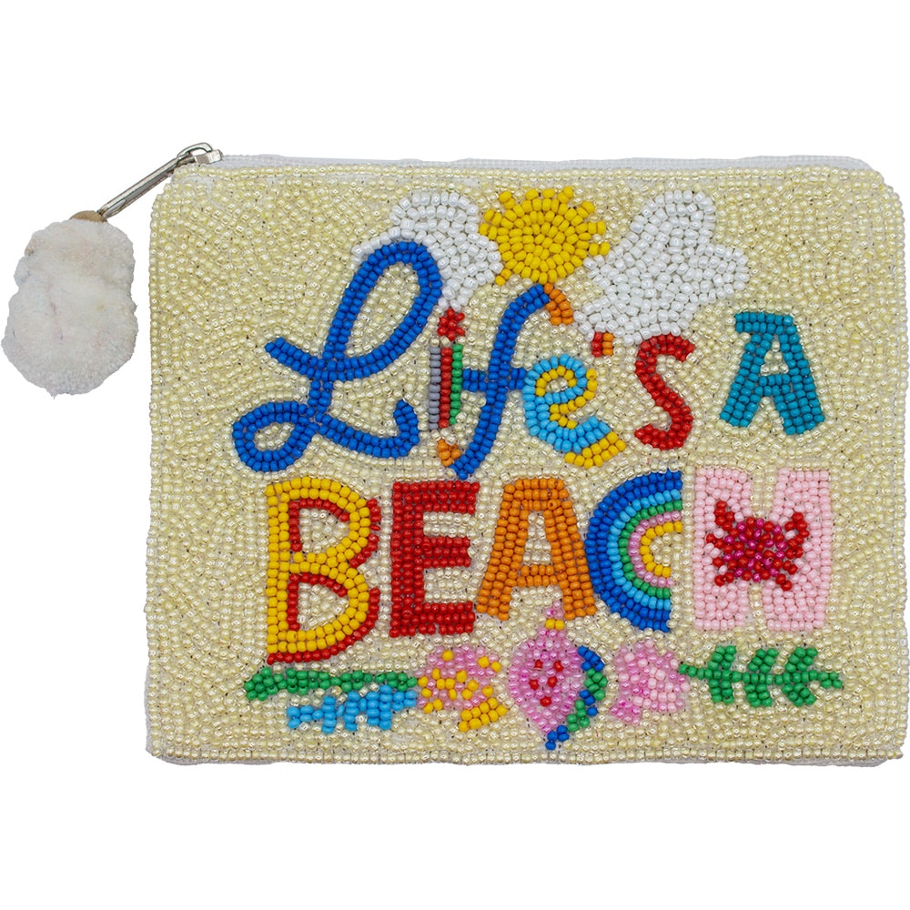 Life's A Beach Beaded Pouch LAC-CP-1526