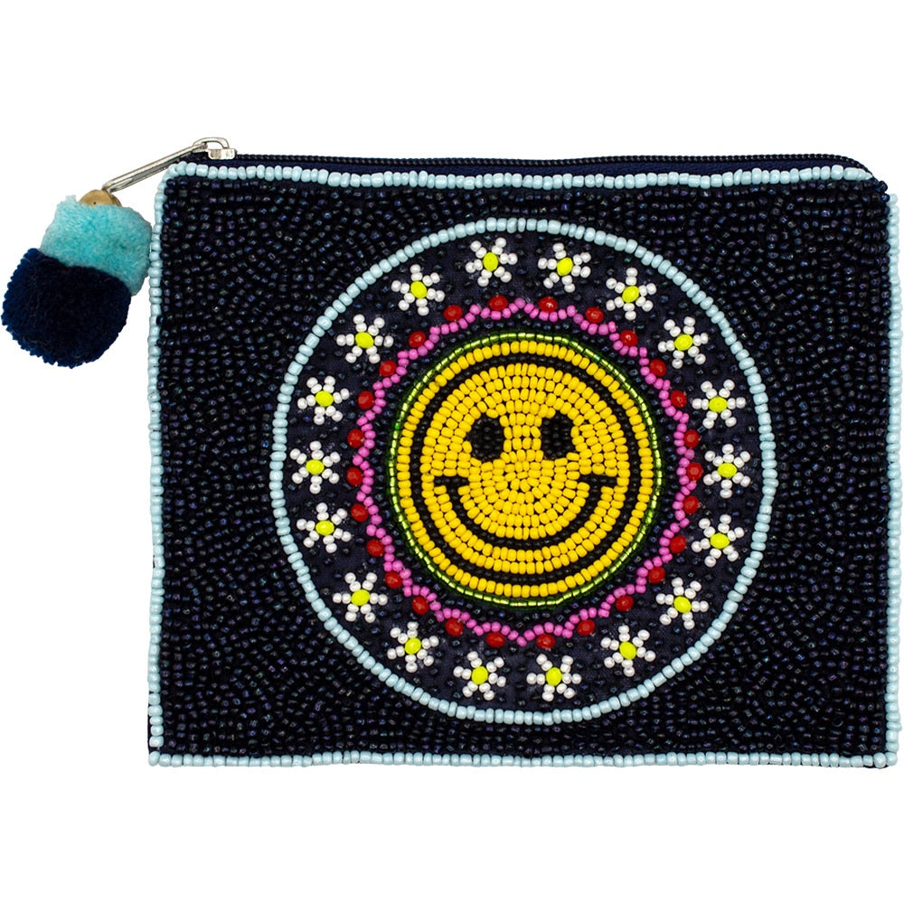 Smiley Face Beaded Pouch LAC-CP-1528