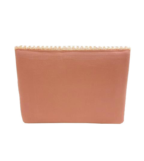 Pink And White Striped Beaded Clutch LAC-SS-477