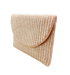 Pink And White Striped Beaded Clutch LAC-SS-477